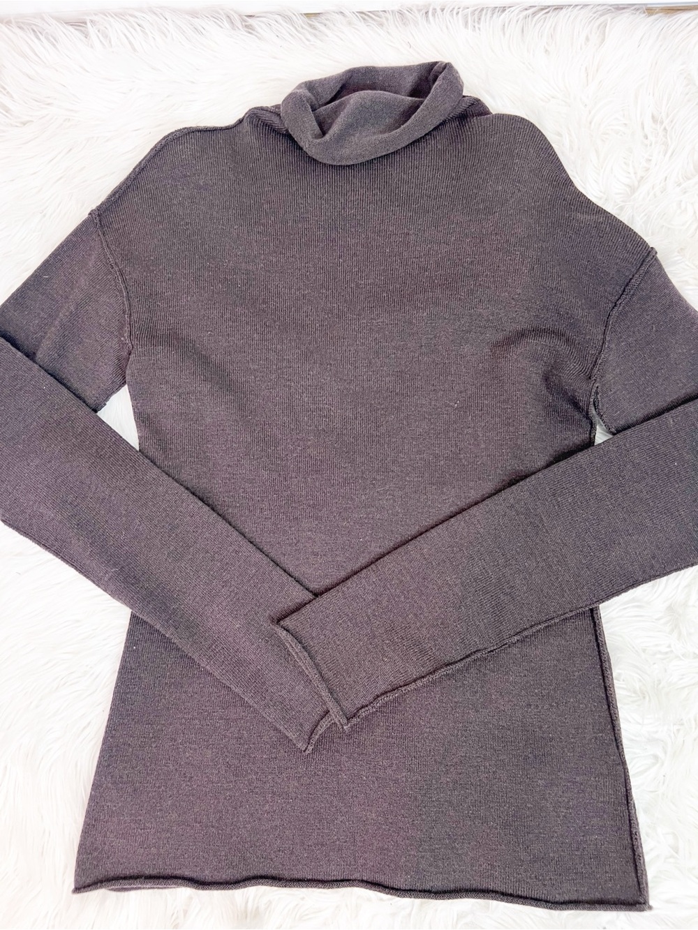 BANANA REPUBLIC EXTRA FINE MERINO WOOL CHOCOLATE BROWN TURTLENECK SWEATER SMALL